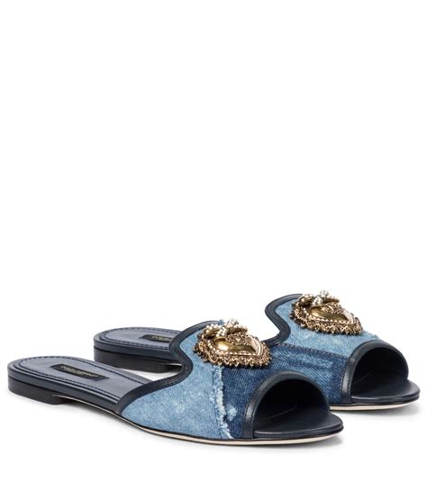 dolce gabbana denim slides